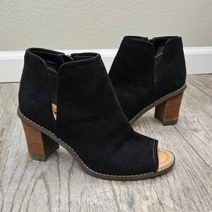 Dr. Scholl's Postone Black Peep-Toe Chunky Heel Ankle Boots